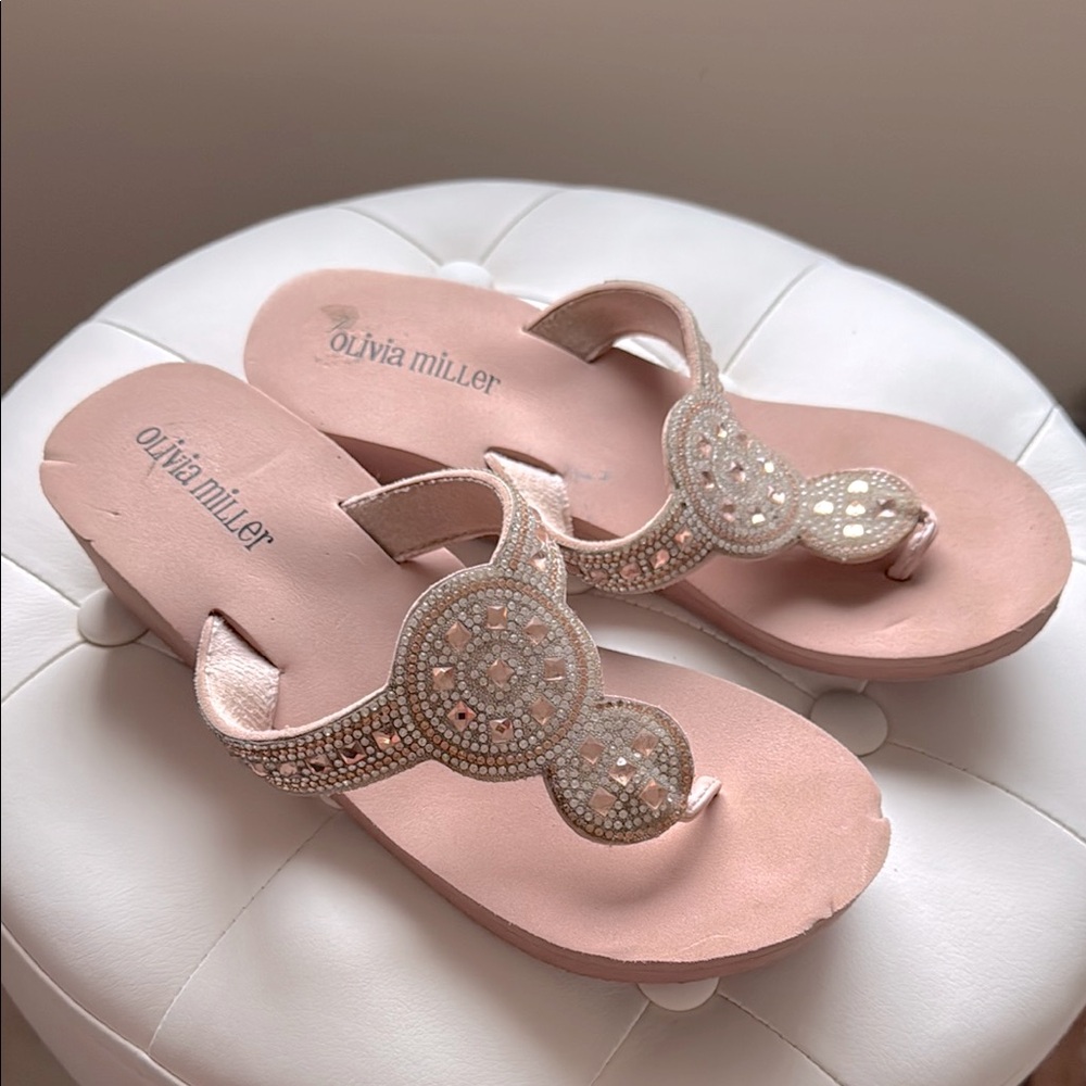 Olivia Miller pink wedge sandals size 7